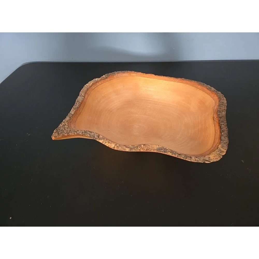 Live Edge Rustic Wood Bowl Hand Carved ‎ Natural Edge ~11